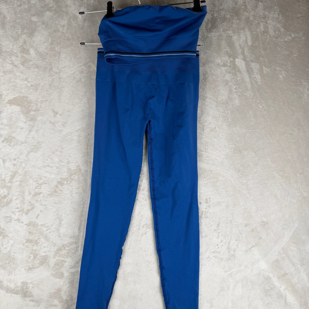 Alphalete Royal Blue Seamless Leggings & Tube Top Set Scrunch Butt Small Medium